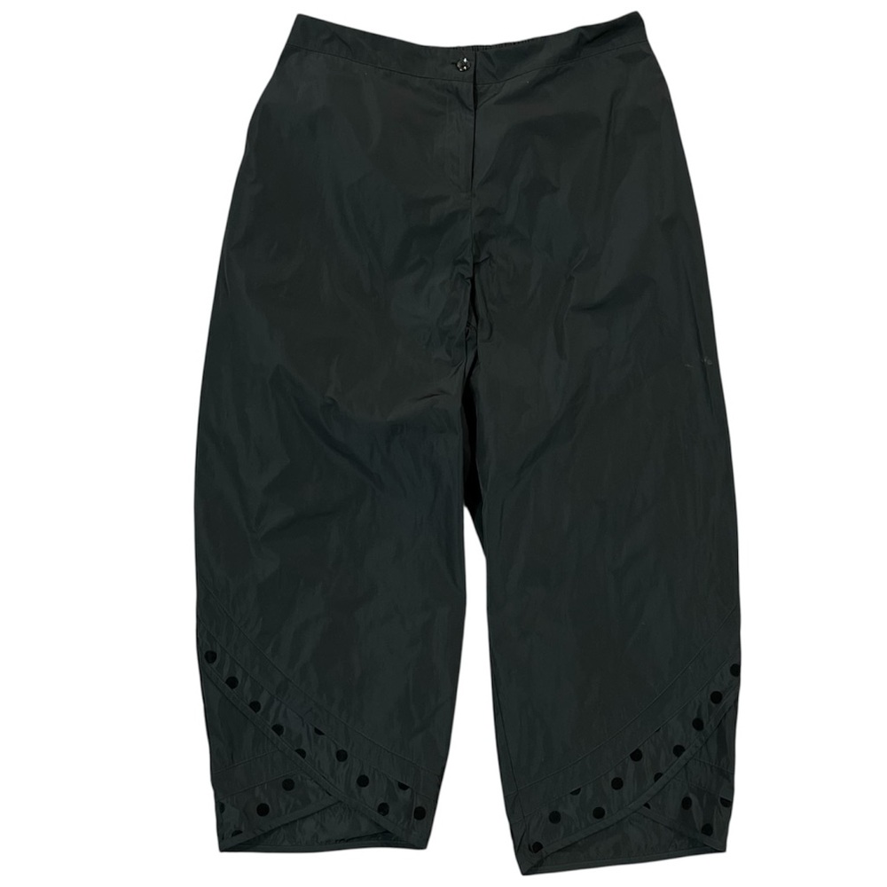 Sun Kim Black Wide Leg Polka Dot Accent Pants Size Large